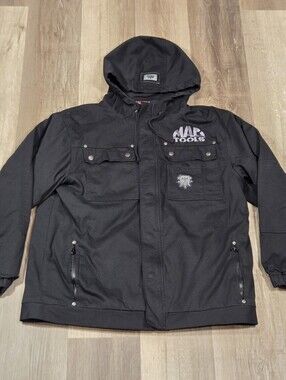 Mac Tools Jacket XL Men Full Zip Big Logo Embroidered With Bulldog Hooded Coat
